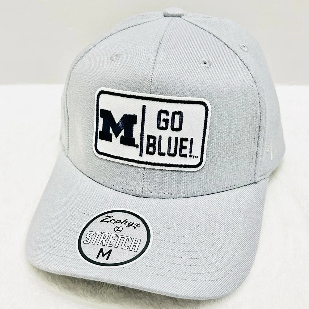 Zephyr Michigan Wolverines Go Blue Hat Cap Stretch Flex Medium Gray NCAA College